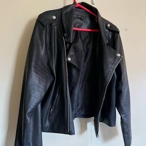 Faux leather moto jacket